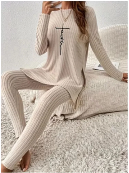 Loungewear | Ribgebreid | Tweedelig